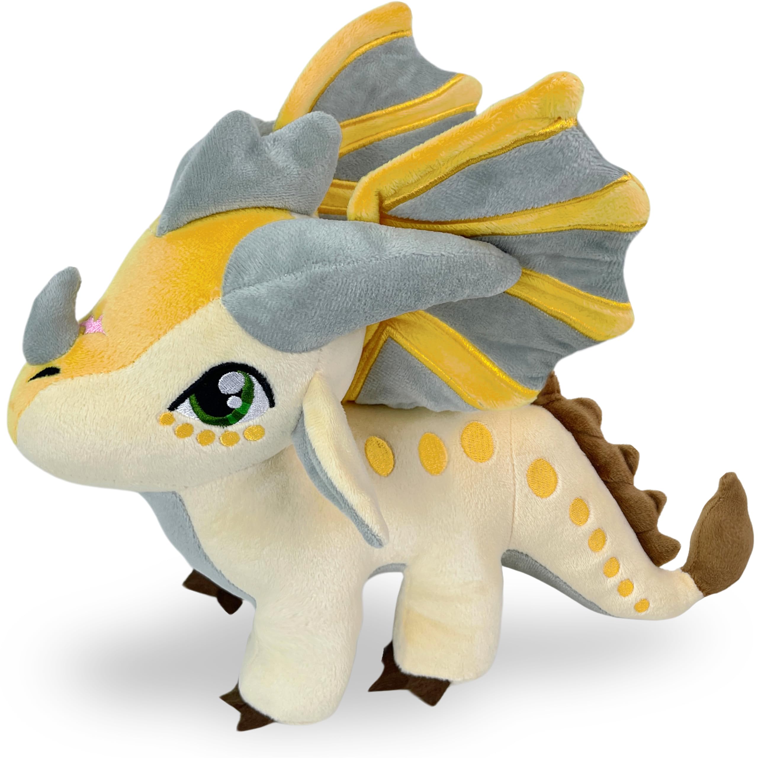 Kobataro Wings Dragon Plush Toys Stuffed Animal Plushies Cute Dragon Figure Merch Present For Kids Boys Girls Aged 3+(Silver Gol